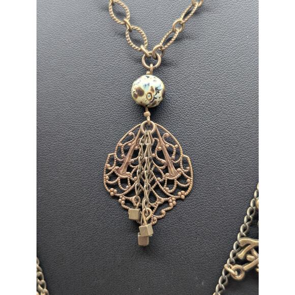 Jet'aime VTG Brass Necklace & Made to Look Antique Filigree Pendant Necklace Lot - Picture 6 of 15